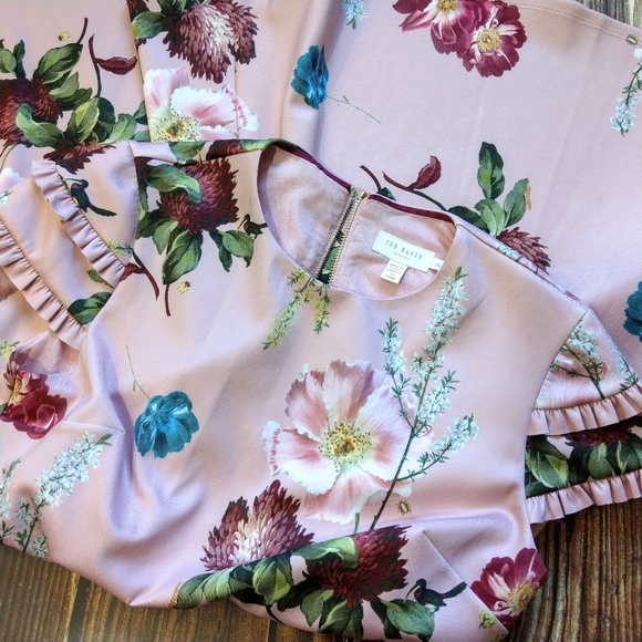 🍒NWOT🍒 TED BAKER FLORAL PRINT SKATER DRESS - Picture 5 of 6